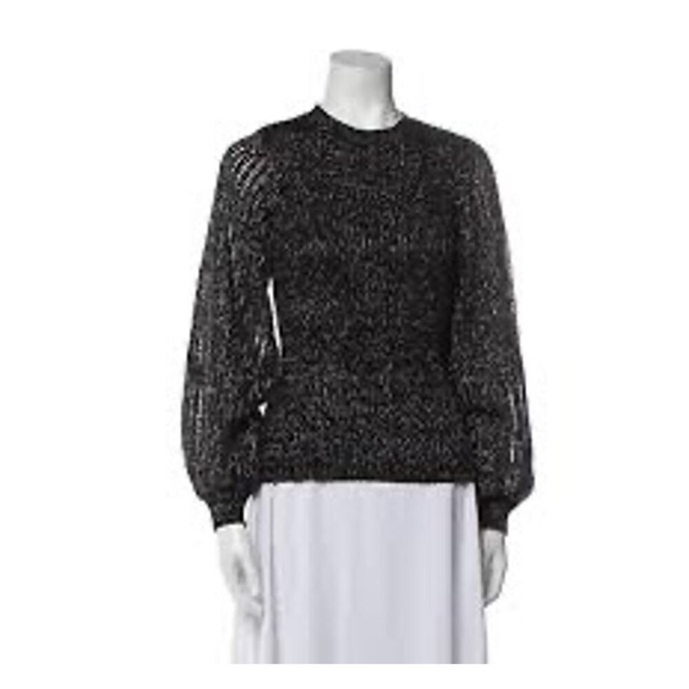 Victoria Beckham Blouson Sleeve Sweater Top Womens XS Black Crew Neck Jumper